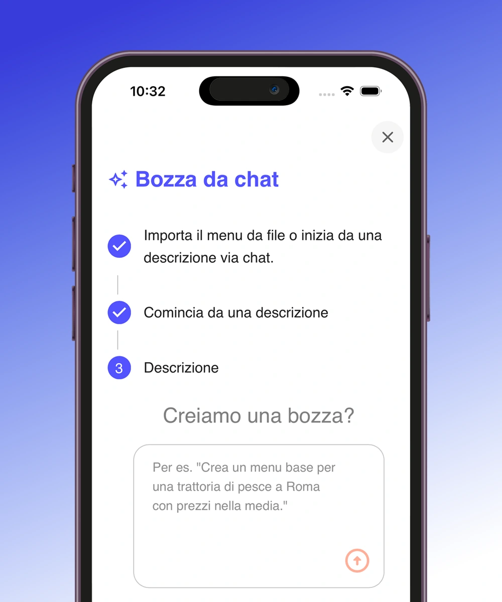 Bozza menu creata con Tabo AI