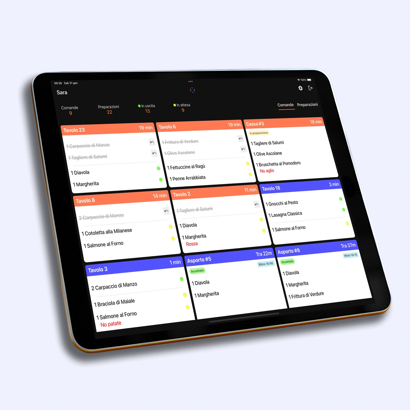 Display Cucina nell'app Tabomenu