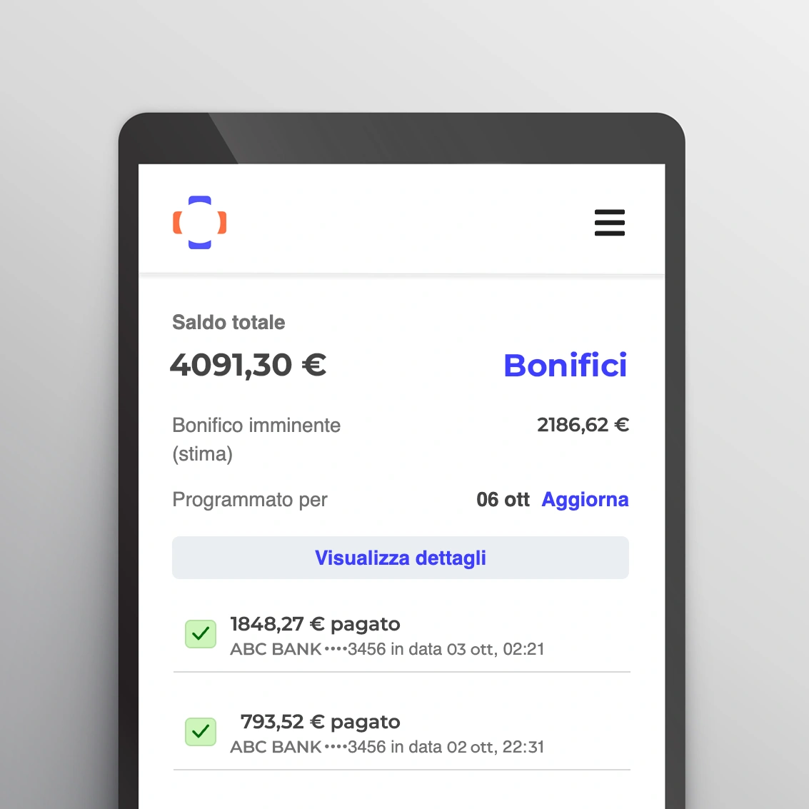 Dashboard Tabomenu per la gestione dei pagamenti