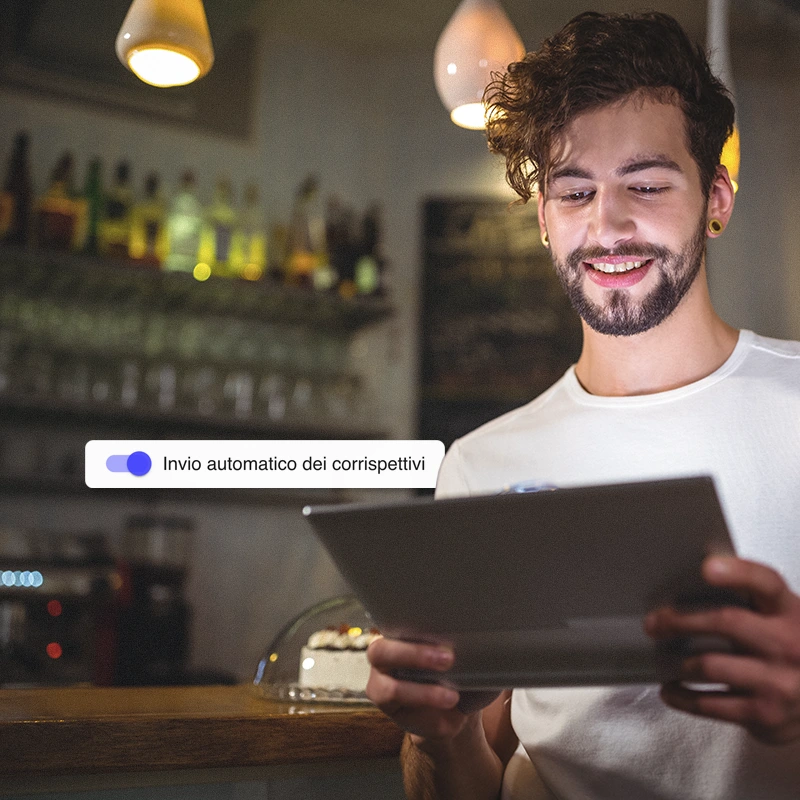 Ristoratore gestisce l'invio automatico dei corrispettivi